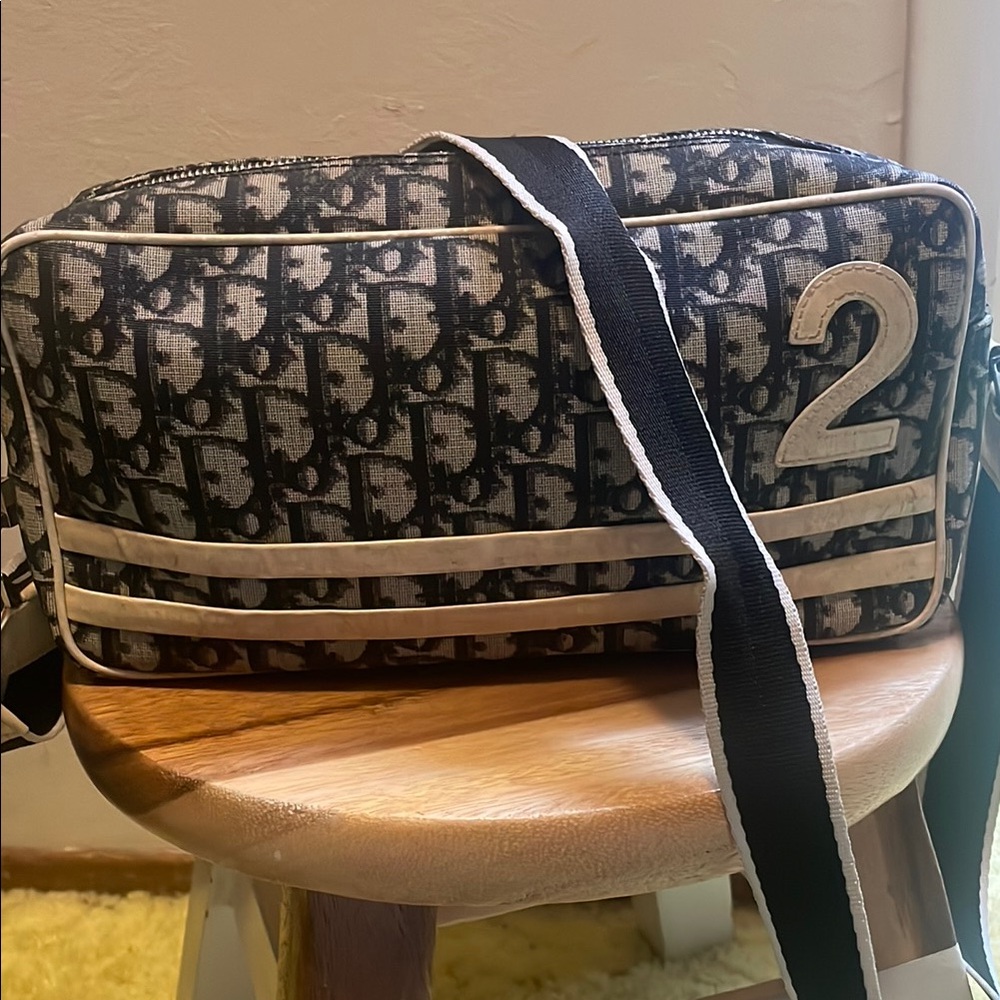 Dior Monogram Black and Gray Messenger Bag
